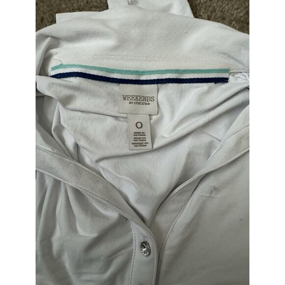 Chicos Weekends Button Up Polo Shirt Women’s Size 0 Alabaster Golf Short Sleeve - Picture 3 of 14